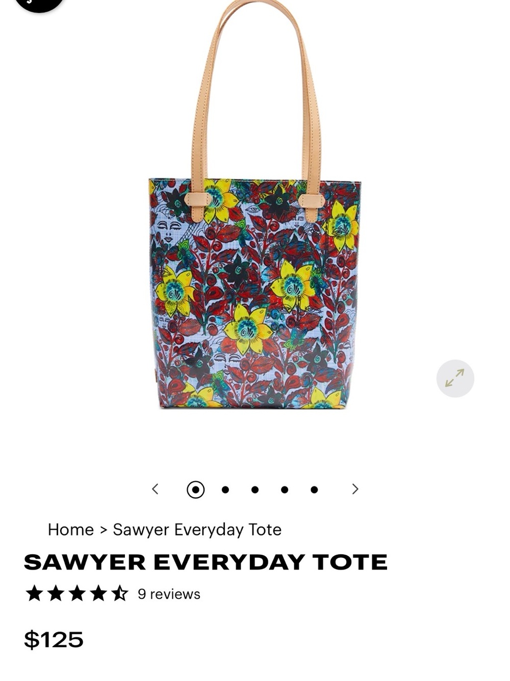 Consuela Everyday Tote - Floral Multicolor with Tan Straps